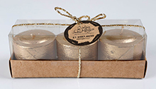 Caixa papel com 3 Rechauds Cilindrico Dourado ø4,5 x 3,5cm